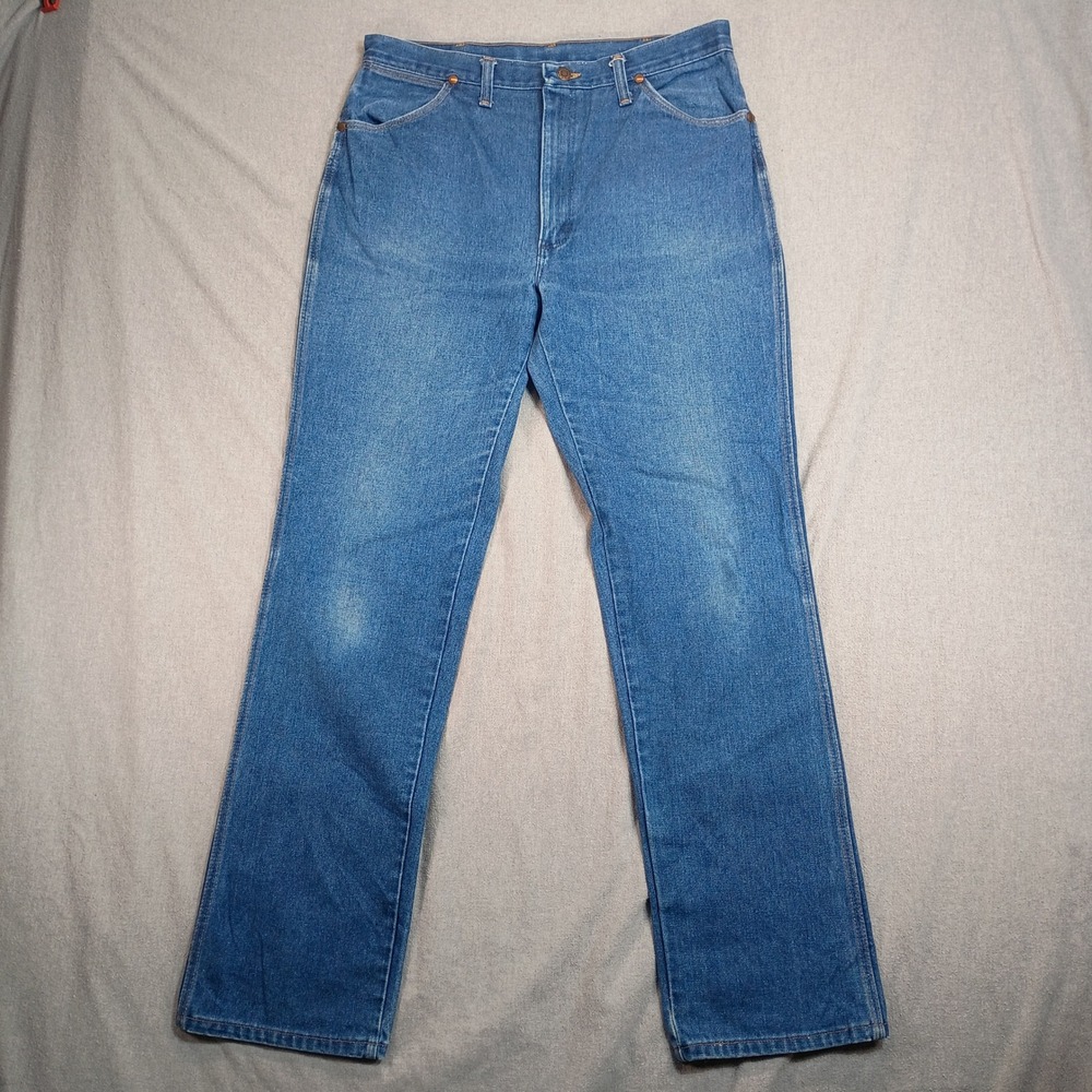Wrangler Jeans Mens 34x33 Blue Vintage Made in USA Cowboy Cut Straight Leg